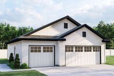 a two car garage is shown in this rendering