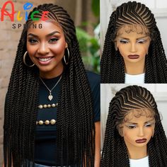 36 Inch Synthetic Cornrow Braids Wigs Transparent Full Lace Braided Wigs Natural Lace Front Wigs for Natural Lace Front Wigs, Wigs Hairstyle, Braids Wigs, Cornrow Braids, Lace Braid, Synthetic Lace Wigs, Cornrows Braids, Cornrow