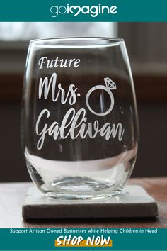 Custom Future Mrs. Etched Wine Glass Etched Wine Glasses, Future Mrs, Etched Designs, Newly Engaged, Bride To Be, Vinyl Designs, Engagement Gifts