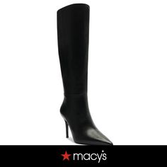 in stock Black Synthetic High Heel Knee-high Boots, Black Suede Luxury Knee-high Boots, Black Knee-high Boots With Pointed Toe And Medium Width, Knee High Stiletto Boots, Luxury Fitted Knee-high Boots With Zipper Closure, Black High Heel Knee-high Boots With Zipper, Swim Trends, Stiletto Boots, Kids Trend