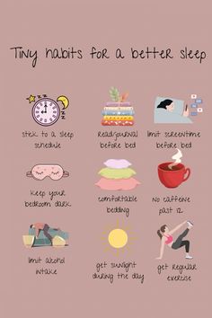 Tiny habits for better sleep: 1️⃣ Create a relaxing bedtime routine 🌿, 2️⃣ Limit screen time before bed 📱, 3️⃣ Keep a consistent sleep schedule ⏰, 4️⃣ Practice deep breathing 🧘‍♀️, 5️⃣ Avoid caffeine late in the day ☕. These small changes can help you wake up refreshed! #BetterSleep #HealthySleepHabits #RestWell #SleepTips #selfcaretips What To Do Before Bed Bedtime Routines, How To Get Your Sleep Schedule On Track, Good Night Time Habits, How To Go To Bed Early, How To Fix Your Sleep Schedule Tips, Before Sleep Routine, What Time Should I Go To Sleep, Healthy Sleeping Habits, Good Sleep Habits