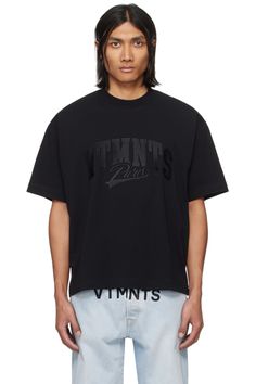 Black Embroidered T-Shirt by VTMNTS on Sale