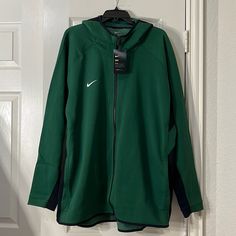 Nike Mens Bsktbll Jacket Size - 3xl Color - Team Dk Green Style - Cq0306-341 *** Brand New New To Poshmark? Use Code @Iceskatingmom To Get $10 Off Your First Purchase!!! Green Hooded Jacket For Fall Sports, Nike Green Hooded Jacket For Sports, Nike Green Winter Hooded Jacket, Green Long Sleeve Hooded Sports Jacket, Nike Green Hooded Track Jacket, Nike Green Track Jacket For Fall, Nike Green Winter Outerwear, Nike Green Long Sleeve Windbreaker, Nike Tech Jacket