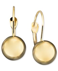 Round out your look with these versatile ball leverback earrings crafted in 10k gold. Approximate drop: 3/4 inch. How To Clean Diamonds, Leverback Earrings, Earring Crafts, Diamond Bangle, Classic Jewelry, Mens Gift Sets, 10k Gold, Diamond Rings, Gemstone Jewelry