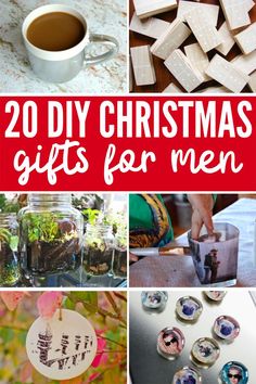 christmas gifts for men with the words 20 diy christmas gifts for men on them