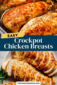 the crockpot chicken breast is cooked and ready to be eaten