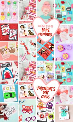 valentine's day cards with the words free printables and pictures on them