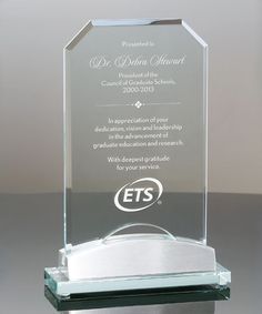 Show details for Ledger Glass Award | edco.com Awards Banquet, Recognition Awards, Crystal Crafts, Silver Engraving