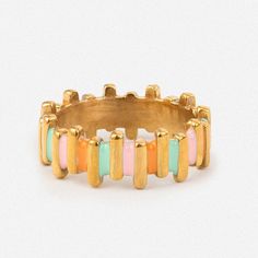 Our Staggered Enamel Ring is the perfect colorful addition to any stack and is a go-to ring for all occasions. Fun Rings, Enamel Rings, Stacked Earrings, Gold Filled Ring, Enamel Ring, Rings Cool, 13th Birthday, Rose Earrings, Rose Gold Necklace