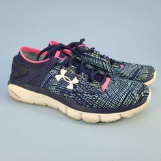 Under Armour Speedform Charged Sneakers Blue Pink Women's Size 10 1278058-470. Blue High-top Sneakers For Running Errands, Casual Under Armour Sneakers With Branded Insole, Casual Blue Running Shoes For Sports, Blue Low-top Sneakers, Casual Under Armour Sneakers For Sports, Under Armour Casual Running Shoes For Streetwear, Under Armour Casual Sneakers For Streetwear, Casual Under Armour Running Shoes For Streetwear, Casual Navy Sneakers For Running Errands