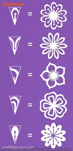 an image of different shapes and sizes of paper flowers on a purple background with the words,