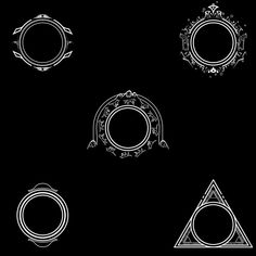 the symbols for harry potter's house are arranged in different shapes and sizes, including one