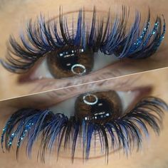 Color Lashes Extensions, Blue Lash Extensions, Eyelash Extensions Pictures, Colorful Eyelashes, Colored Eyelashes, Colored Lashes