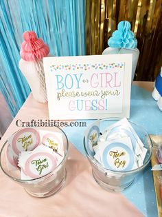 a baby shower party with decorations and favors