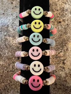 Smiley Face Bracelet/Heishi Beads/Pastel Bracelet Heishi, Smiley Face Bracelet, Doll Jewelry, Heishi Beads, Smiley Face, Smiley, Doll Toys, Toys Games, Doll Clothes