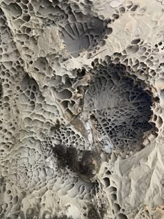 an abstract rock formation with lots of holes in it