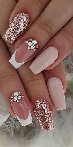 Ongles Bling Bling, French Manicure Nail Designs, French Manicure Designs, Manicure Nail Designs, French Manicure Nails, Long Nail Designs, Grunge Nails, Nail Design Ideas, Nail Designs Glitter