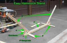 an easy hammock stand is shown with instructions to make it easier for someone to work on