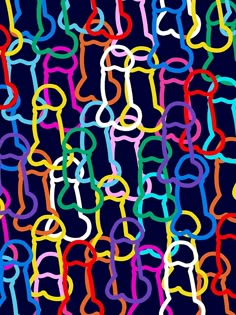 an image of multicolored links pattern on black background for wallpaper or fabric