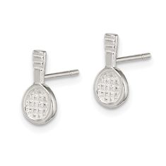 This delicate pair of Sterling Silver Tennis Racquet Mini Earrings is the perfect accessory for any tennis lover. Crafted from high-quality sterling silver, these earrings feature tiny yet intricately detailed tennis racquet charms that will add a touch of sporty elegance to any outfit.Whether you're hitting the court or just looking to show off your love for the game, these earrings are sure to make a statement. The sterling silver construction ensures durability and longevity, so you can wear Vintage Tennis, Mini Earrings, Tennis Racquet, Button Earrings, Magnetic Bracelet, Earring Type, White Earrings, Fine Jewelry Gift, Silver Material