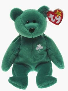 Please note we are in the UK so if buying from overseas the item may take longer to reach you.  We ship Daily Monday to Friday. This is a TY Beanie plush toy from the TY Beanie Baby range. This one is TY Erin The Irish Bear with Shamrock motif.  The birthday is 17th March 1997. This toy is complete with its' tag. Beanie Babies Value, Beanie Baby Prices, Valuable Beanie Babies, Ty Bears, Beanie Bears, Ty Babies, Beanie Baby Bears, Original Beanie Babies, Baby Bears