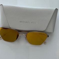 Michael Kors Gold Framed With Gold Lens Sunglasses. New Never Worn. Luxury Michael Kors Tinted Sunglasses, Michael Kors Accessories, Gold Sunglasses, Gold Frame, Sunglasses Accessories, Mirrored Sunglasses, Michael Kors, Women Accessories, Sunglasses