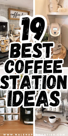 coffee station ideas Coffee/wine Bar Ideas, Diy Coffee Bar Cart, Espresso Station, Home Coffee Bar Ideas, Modern Kitchen Countertops, Countertop Diy, Coffee Bar Party