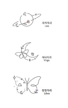 three different types of butterfly tattoos on the back of their wings, one with an arrow and