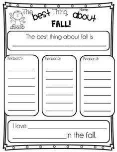 the best thing about fall worksheet for students to practice reading and writing skills