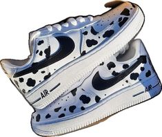 Trendy White Custom Sneakers With Laces, Trendy Custom Sneakers With Speckled Midsole For Sports, Trendy White Custom Sneakers With Speckled Midsole, Spotted Cow, Custom Air Force 1, Stylish Sneakers, Air Force 1, Cow Leather, Sleek Design