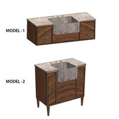 two drawings of the same cabinet and sink