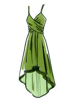 a drawing of a green dress on a white background