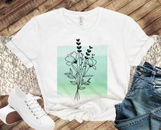 Watercolor Botanical Women's T-Shirt, Simple Floral Graphic Tee, Spring and Summer Shirt, Gift for Her, Trendy Floral T Shirt https://www.etsy.com/listing/1209290684/watercolor-botanical-womens-t-shirt?utm_source=crowdfire&utm_medium=api&utm_campaign=api