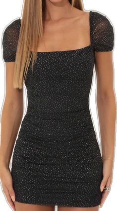 Fitted Sparkling Mini Dress, Sparkling Fitted Mini Bodycon Dress, Sparkling Fitted Bodycon Dress For Date Night, Sparkling Fitted Mini Dress For Date Night, Ruched Bodycon Dress, Glitter Fabric, Bodycon Dress, Fabric, Black