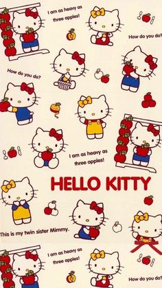 an image of hello kitty stickers on the back of a sheet that says hello kitty