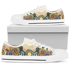 Simple Stylish - Women's Low Top Shoes All of our Women's Low-Top Shoes are custom-made-to-order and handcrafted to the highest quality standards. Do you want to give it as a gift? They will be thankful forever. Get it TODAY because you'll regret it later. Don't miss it. Specifications: Full canvas double-sided print with rounded toe construction. Lace-up closure for a snug fit. Soft textile lining with lightweight construction for maximum comfort. High-quality EVA outsole for traction and exceptional durability. Sizes: For sizes please check the table in product images. Guarantee: We truly offer the most stunning, unique and trendy highest-quality products in the world. All of our products are custom-made-to-order and handcrafted to the highest quality standards. We stand by our products Converse Haute, Mandala Simple, Colorful Sneakers, Low Top Shoes, Colorful Shoes, High Quality Shoes, Converse Sneakers, Womens Converse, Dinosaur Print