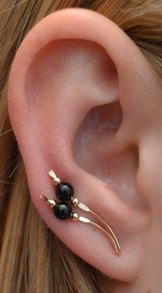 Black Onyx - Ear Climbers - Ear Cuff - Black Ear Climber - Ear Crawlers - Ear Cuffs - Earring Ear Pin - Gift for Her - Black Onyx Earrings - Black Ear Cuff For Gifts, Elegant Black Ear Cuff For Party, Elegant Black Ear Cuff For Pierced Ears, Elegant Black Ear Cuff, Elegant Black Ear Cuff As A Gift, Elegant Single Black Cartilage Earring, Elegant Black Single Cartilage Earring, Elegant Black Ear Cuff For Gift, Black Single Cartilage Earring For Party