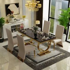 #homedecor, #interiordesign, #homedesign, #decor inspiration Gold Dining Chairs, Classic Channel, Dining Chairs Set Of 4, Gold Dining, High Back Dining Chairs, Mirror Gold, Gold Legs, Subtle Elegance, Leather Dining Chairs