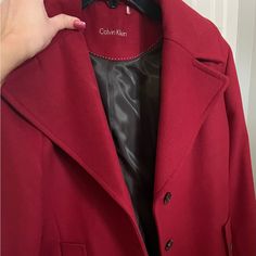 New With Tags Calvin Klein Short Pea Coat Color Red Size 12 Green Peacoat, Calvin Klein Jacket, Calvin Klein Shorts, Vintage Calvin Klein, Calvin Klein Red, Peacoat Jacket, Calvin Klein Collection, Wool Peacoat, Calvin Klein Women