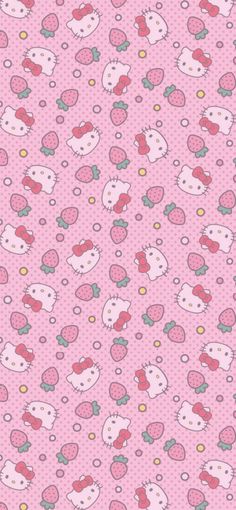 pink hello kitty wallpaper with polka dots