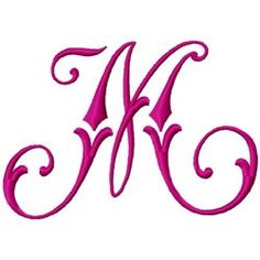 the letter k is made up of pink swirls and has an ornate design on it