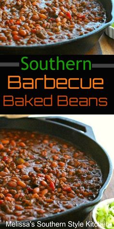 this is an image of southern barbeque baked beans