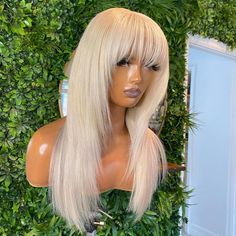 Lace Front Wig Virgin Human Hair White Blonde 150%Density 16"