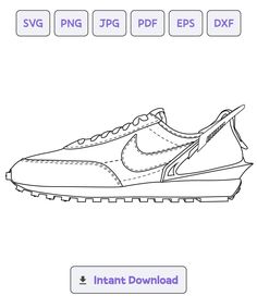 the official nike shoe is shown in this coloring page, with instructions for how to draw it