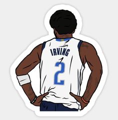 the back of a basketball player with his hands on his hips, wearing a jersey that says irving 2