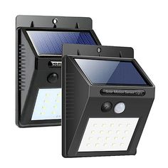 2 pack solar powered motion sensor wall light with pivotor and motion sensor for outdoor use