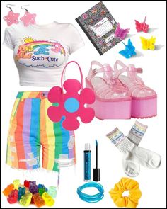 Aesthetic Kidcore, Rave Aesthetic, Bright Colors Fashion, Outfits Gorditas, Vibrant Outfits, Outfit Inspired