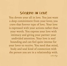 a poem written in brown ink with the words scorpion in love