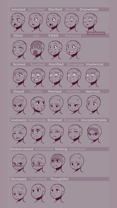 an image of various facial expressions on a purple background with the words,'how to draw