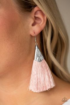 In Full PLUME Pink - Paparazzi Accessories Pink Thread, Tassel Earring, Pink Tassel, Paparazzi Accessories, Paparazzi Jewelry, Pink Earrings, Tassel Fringe, Fringe Earrings, Ceramic Beads